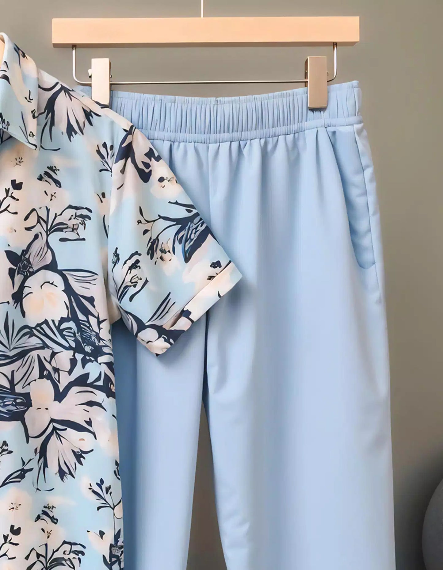 Hibiscus Design Mens Half Sleeves Cords Cotton Material