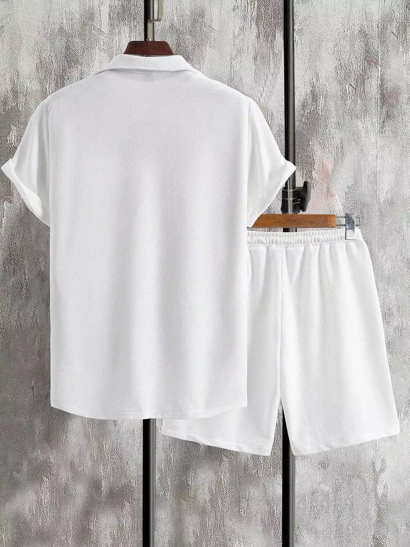 White Solid Design Mens Half Sleeves Cords Cotton Material