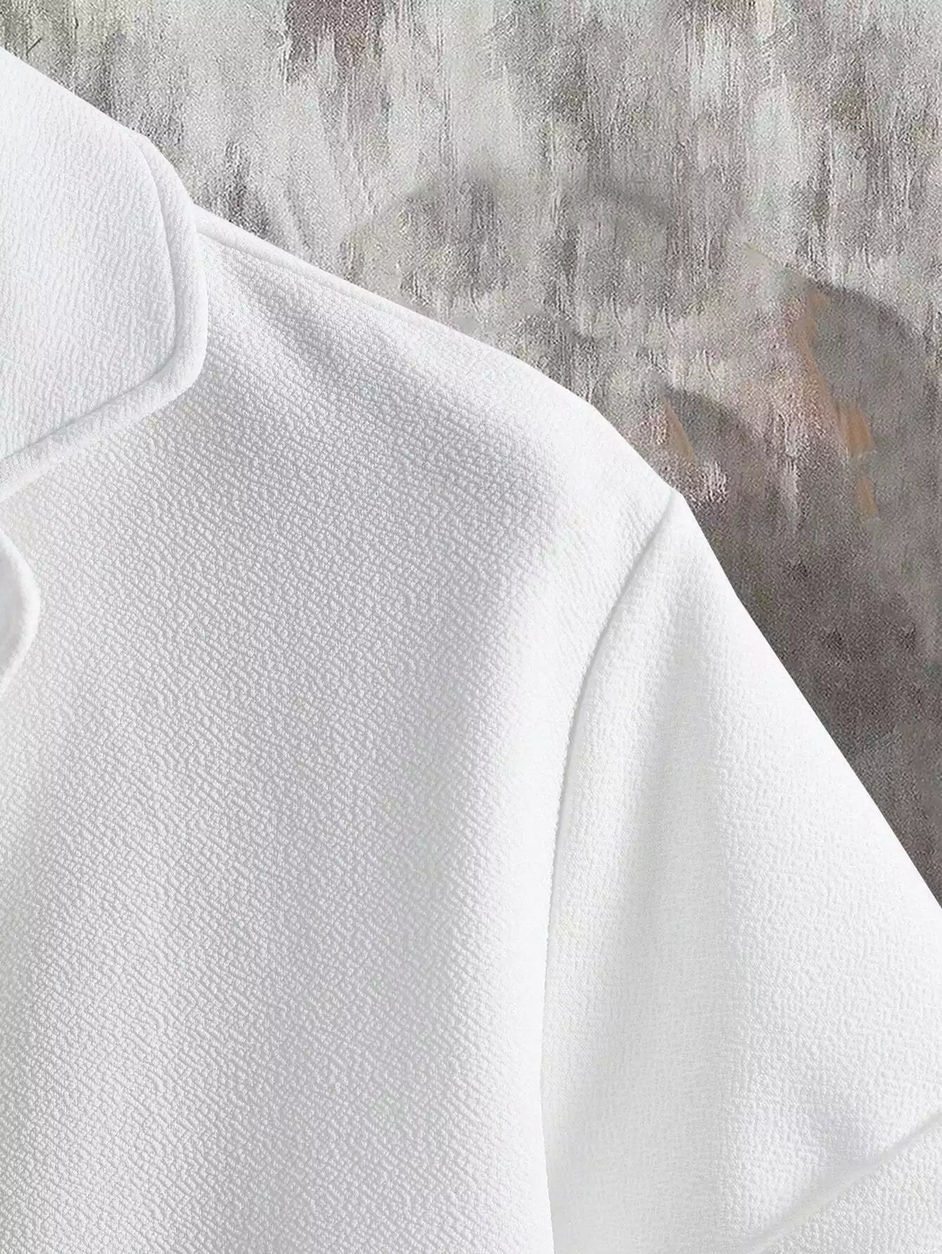 White Solid Design Mens Half Sleeves Cords Cotton Material