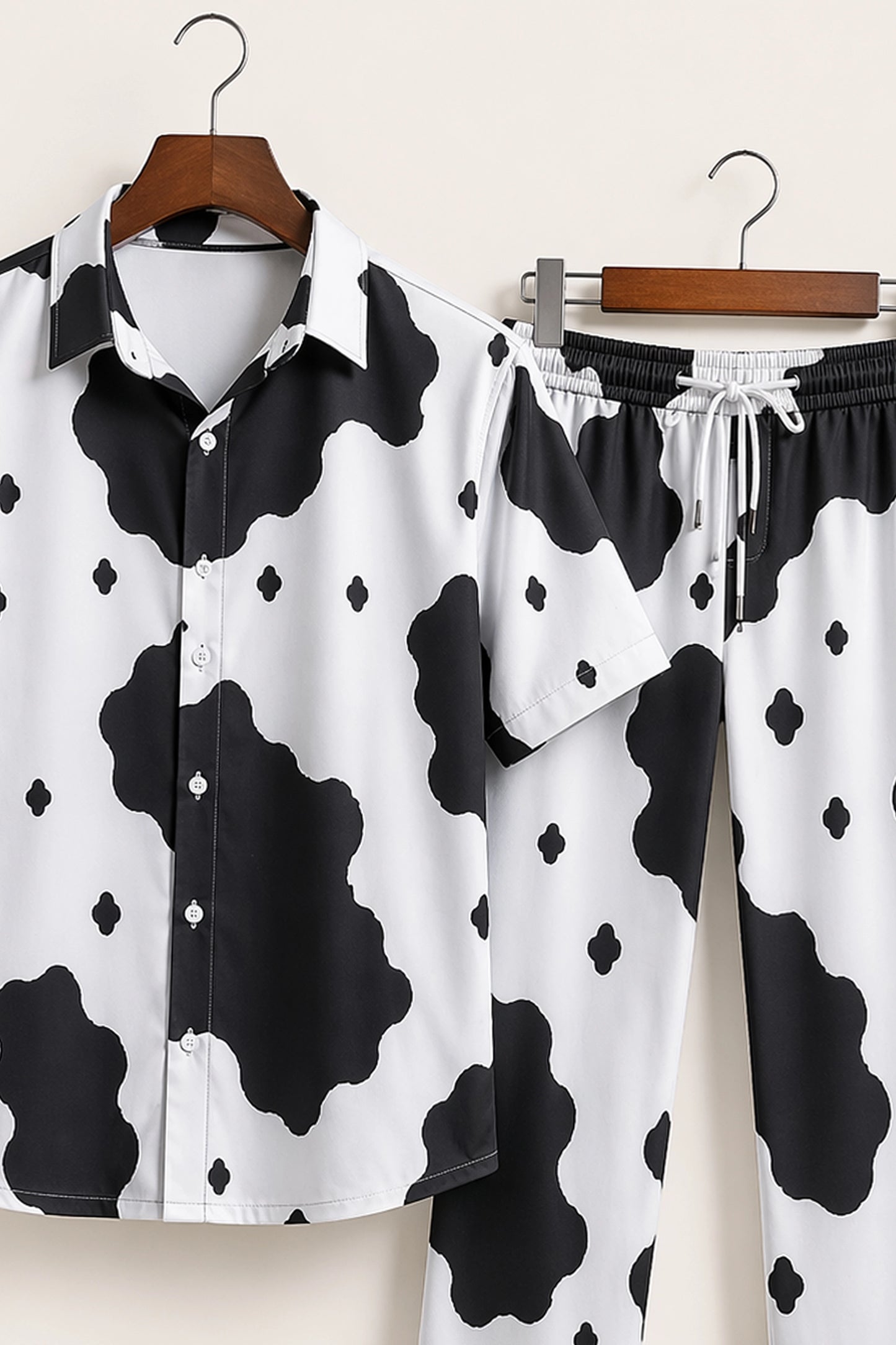 Black Dotted Design Mens Full Pant Co-ords - XPCRDF