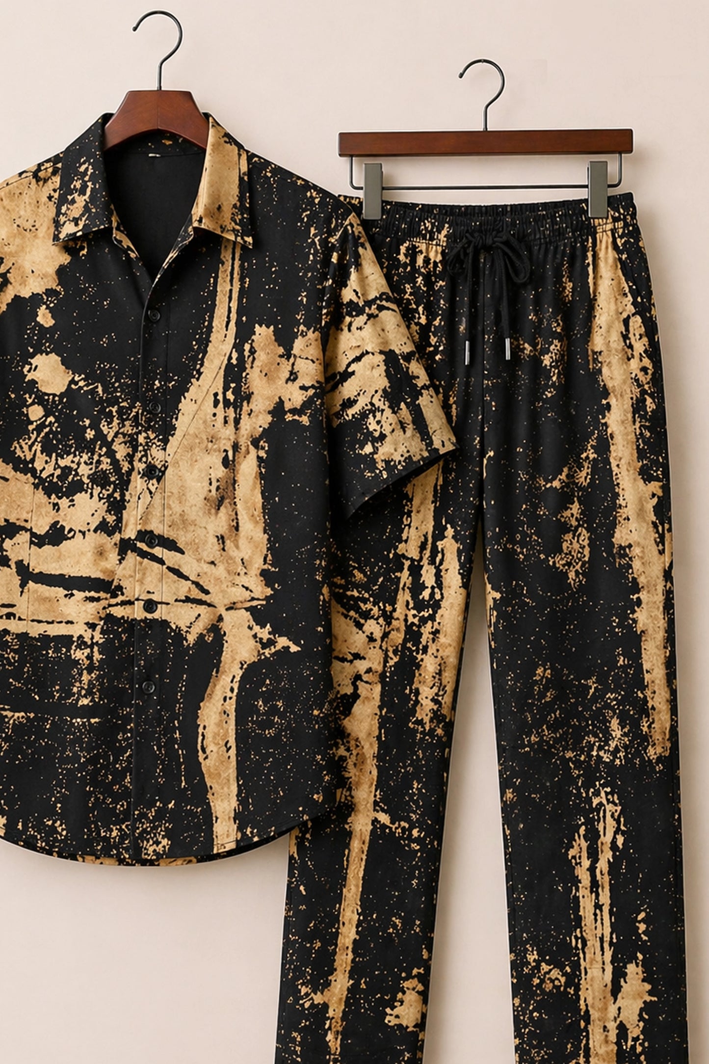 Yellow Black Scratch Mens Full Pant Co-ords - XPCRDF