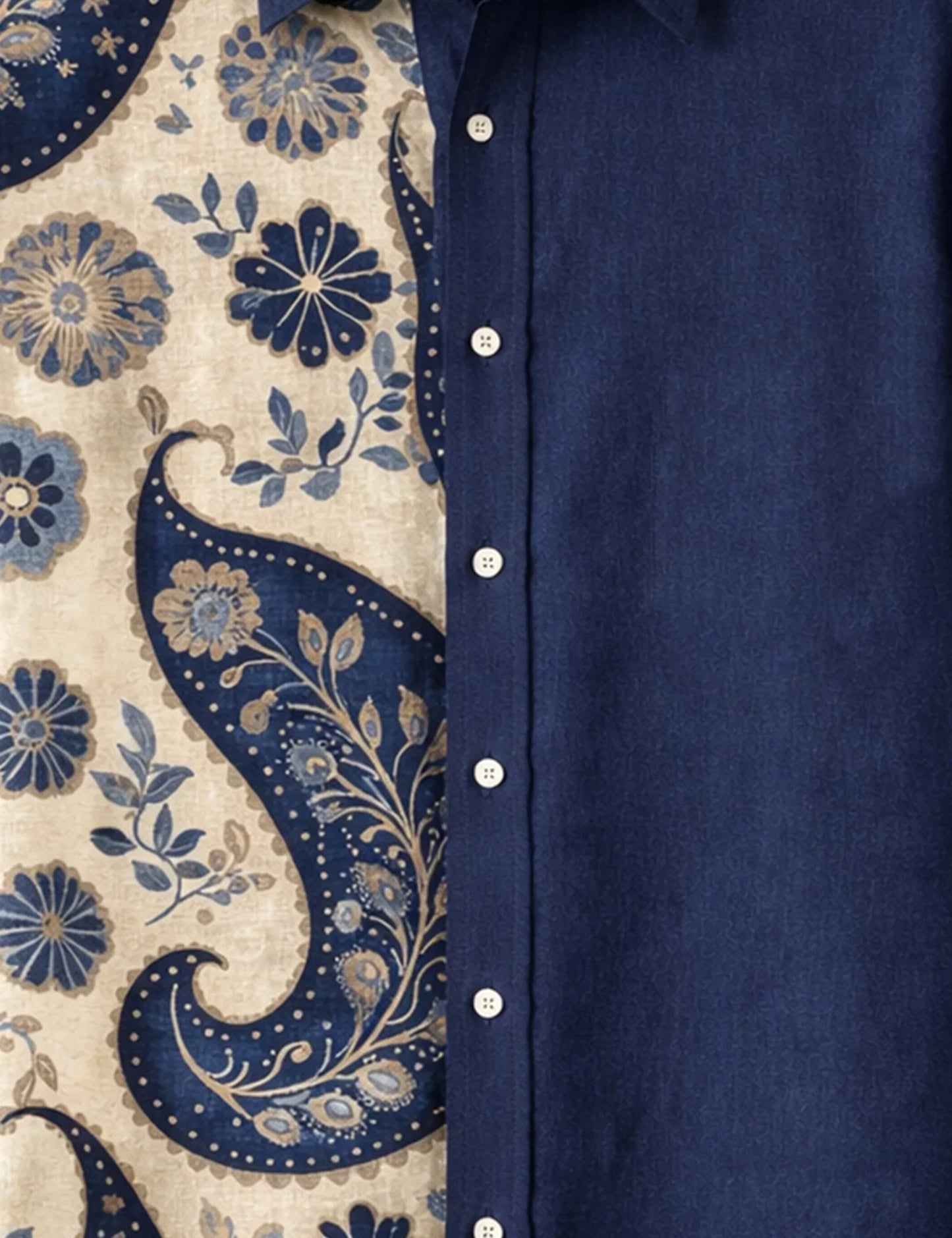 Navy Blue Mandala Street Style Men’s Premium Full-Sleeve Shirt - XPST