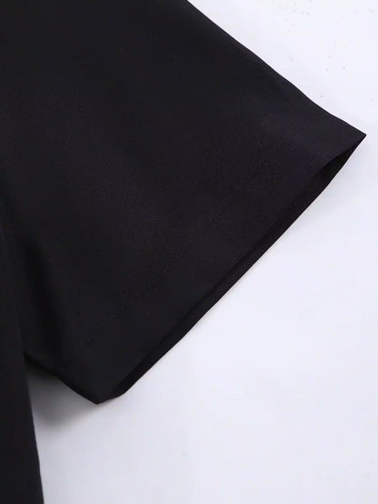 Black Solid Design Mens Half Sleeves Cords Cotton Material
