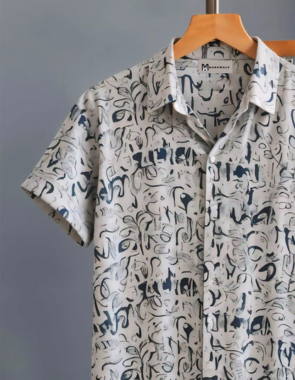Apricot Color Mandala Design Mens Half Sleeves Cords Cotton Material