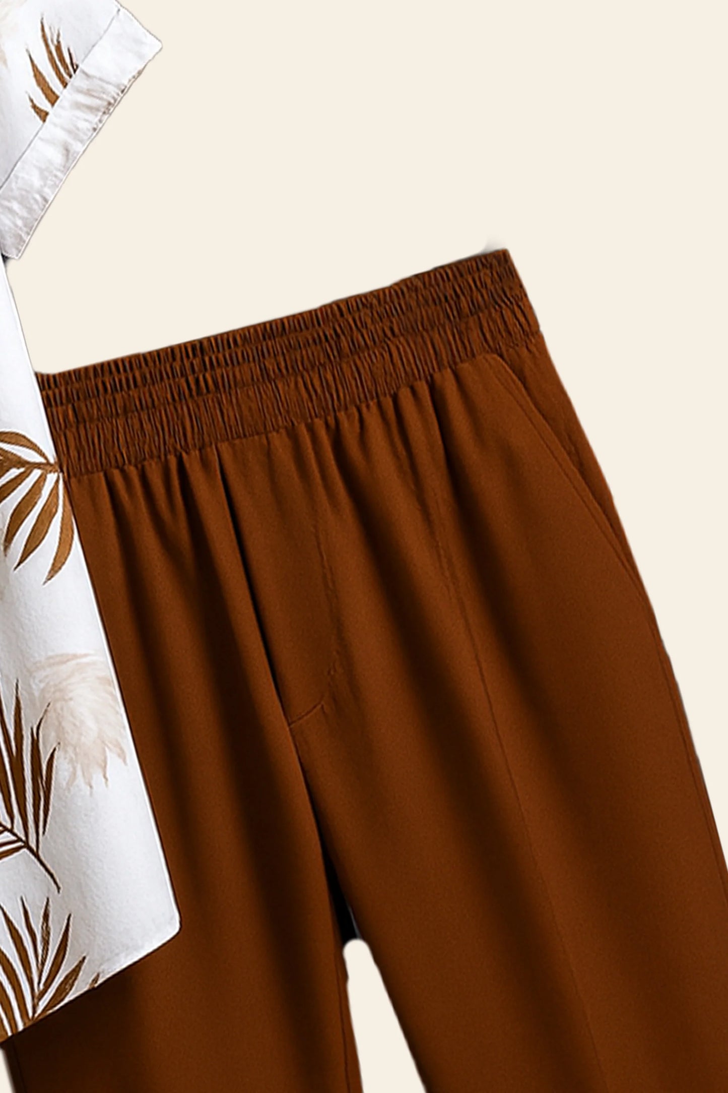 White Floral Men's Casual Half Sleeve Shirt and Full Pant Set