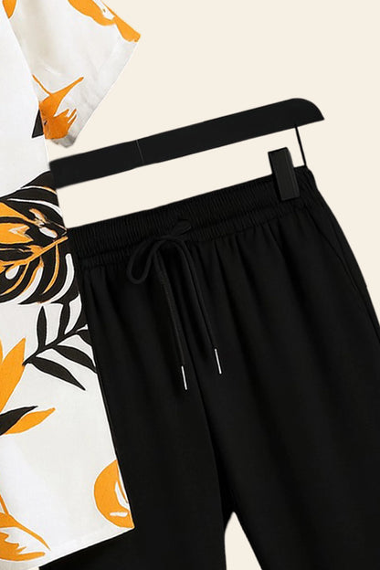 Yellow Leaf Men's Casual Half Sleeve Shirt and Full Pant Set