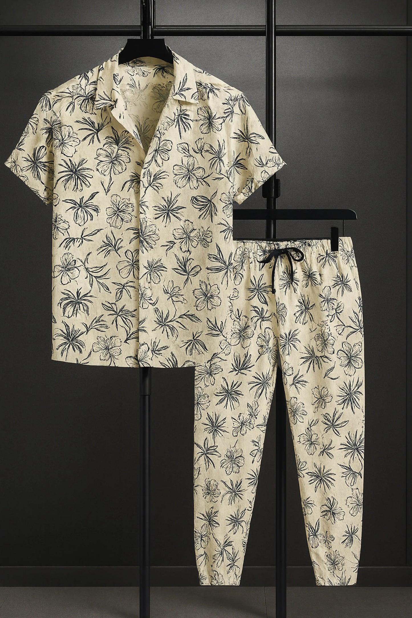 Yellow Mandala Men's Casual Half Sleeve Shirt and Full Pant Set