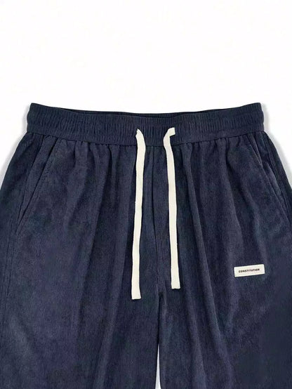 Navy Blue Color Mens Corduroy Cotton Pants Casual and Regular Fit Full size - XPPT
