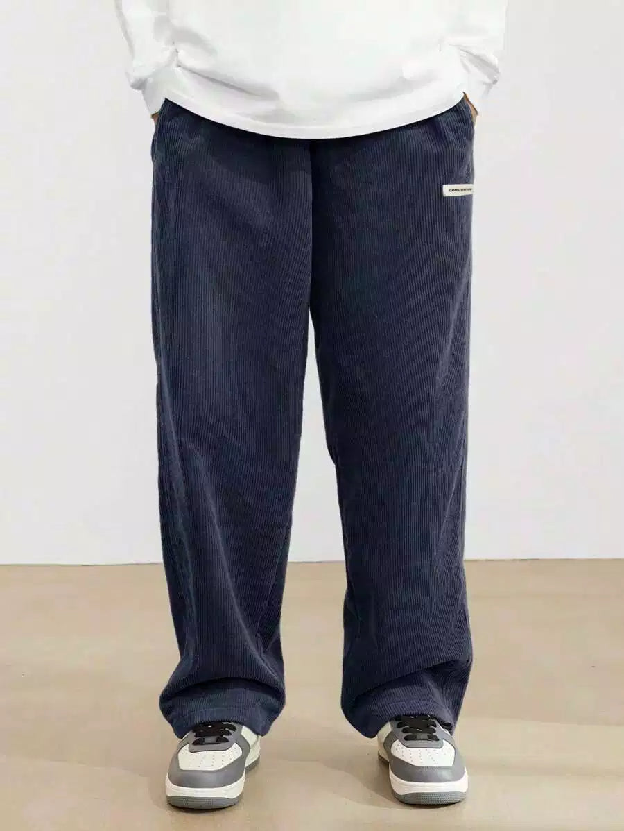 Navy Blue Color Mens Corduroy Cotton Pants Casual and Regular Fit Full size - XPPT