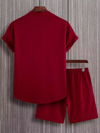 Red Rose Design Mens Half Sleeves Cords Cotton Material