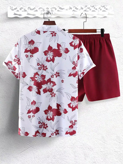 White Rose Design Mens Half Sleeves Cords Cotton Material