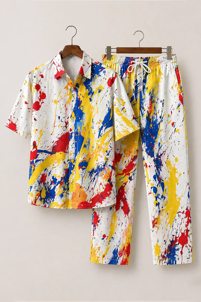 Multi Splash Paint Mens Full Pant Co-ords - XPCRDF