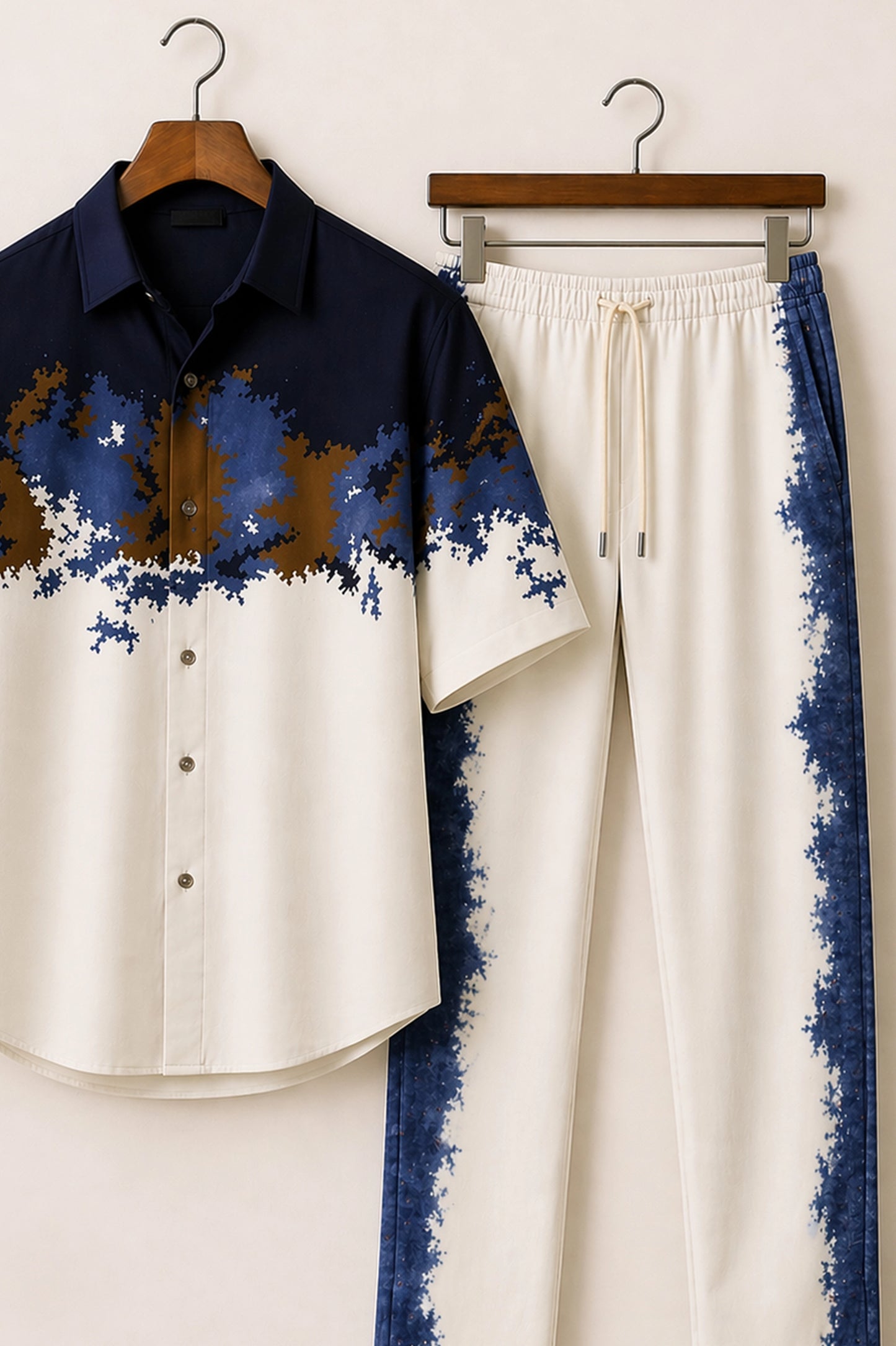 Navy Pixels Mens Full Pant Co-ords - XPCRDF