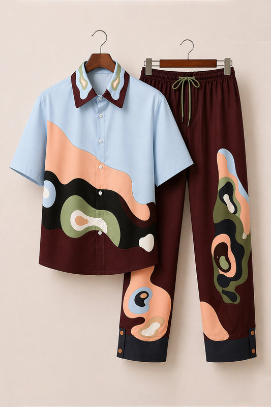 Oil Paint Brown Mens Full Pant Co-ords - XPCRDF