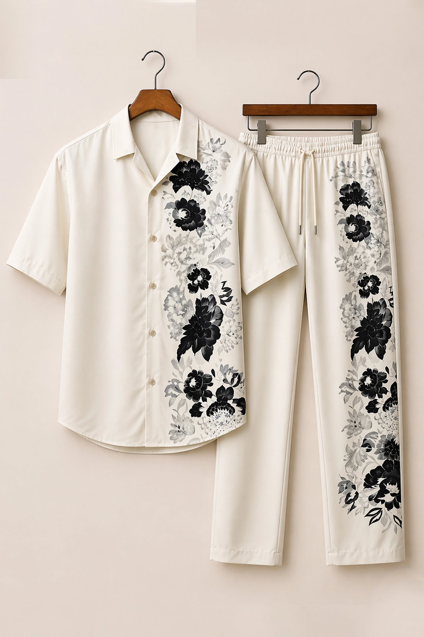 Side Black Flower Mens Full Pant Co-ords - XPCRDF