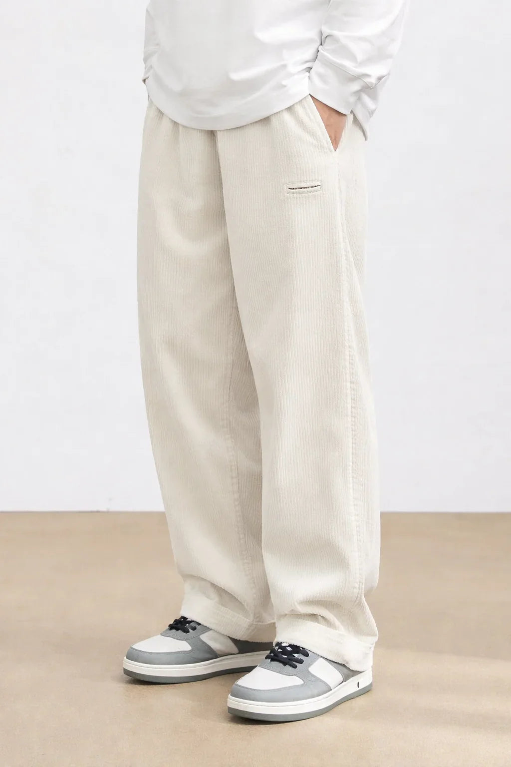 White  Color Mens Corduroy Cotton Pants Casual and Regular Fit Full size - XPPT