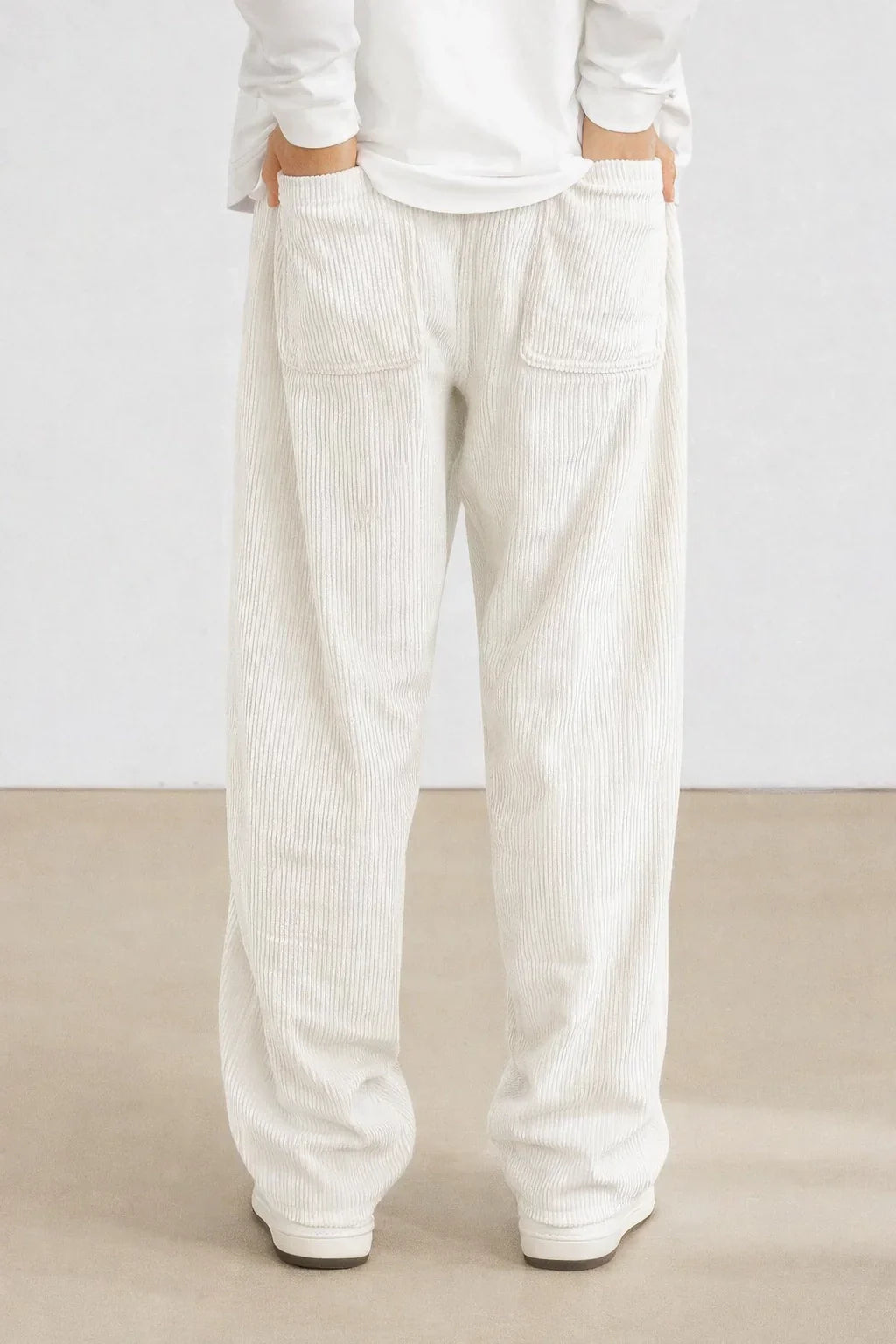 White  Color Mens Corduroy Cotton Pants Casual and Regular Fit Full size - XPPT