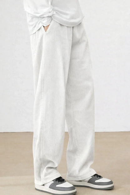 White  Color Mens Corduroy Cotton Pants Casual and Regular Fit Full size - XPPT