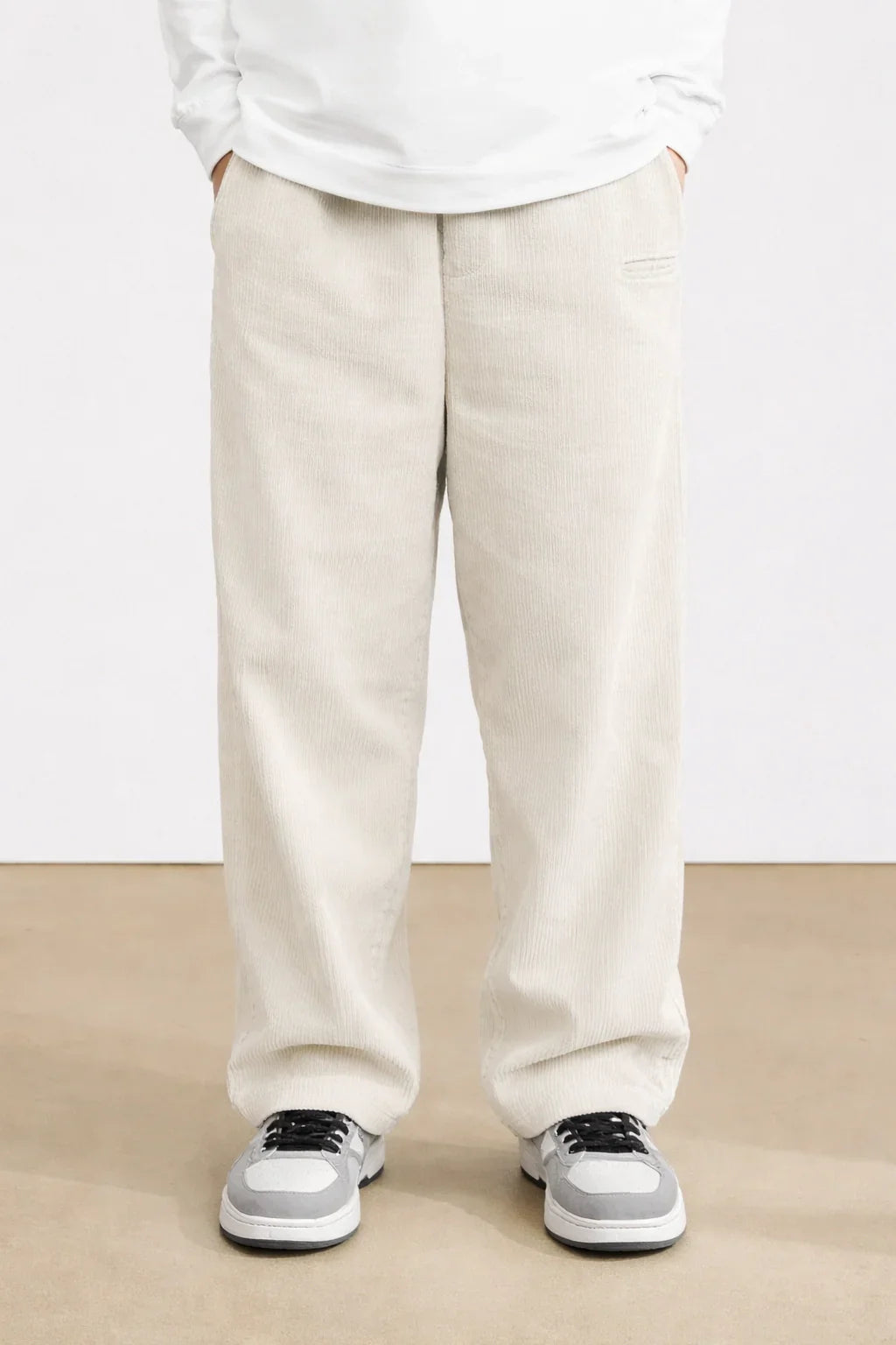 White  Color Mens Corduroy Cotton Pants Casual and Regular Fit Full size - XPPT