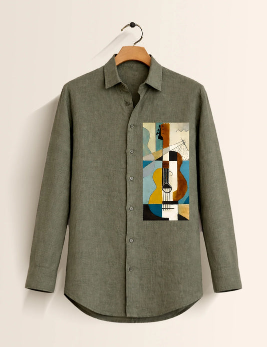 Green Guitar Street Style Men’s Premium Full-Sleeve Shirt - XPST