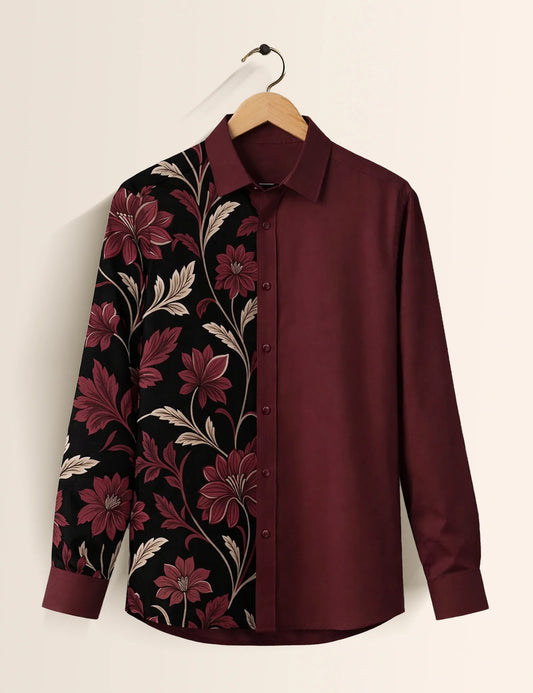Maroon Mandala Street Style Men’s Premium Full-Sleeve Shirt - XPST