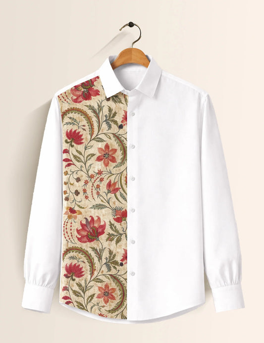 White Mandala Street Style Men’s Premium Full-Sleeve Shirt - XPST